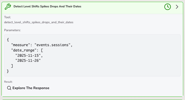 Screenshot showing statistical analysis with confidence intervals and change detection